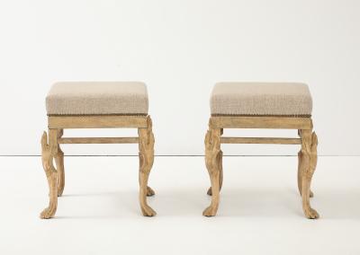 Bleached Wood Hoof Foot Ottomans