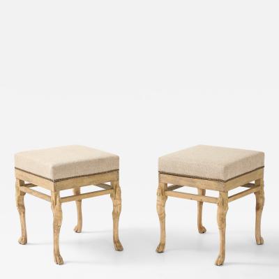 Bleached Wood Hoof Foot Ottomans