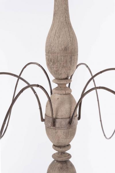 Bleached Wood and Iron Chandelier