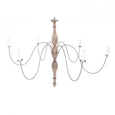 Bleached Wood and Iron Chandelier
