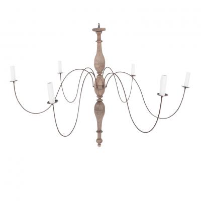 Bleached Wood and Iron Chandelier
