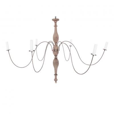 Bleached Wood and Iron Chandelier