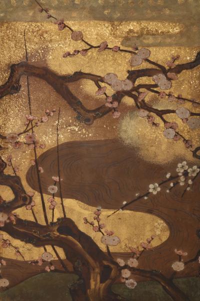 Blooming Plum and Cherry Trees along Stream ca 1800