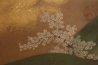 Blooming Plum and Cherry Trees along Stream ca 1800