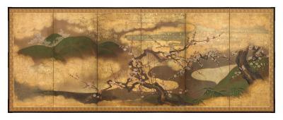 Blooming Plum and Cherry Trees along Stream ca 1800