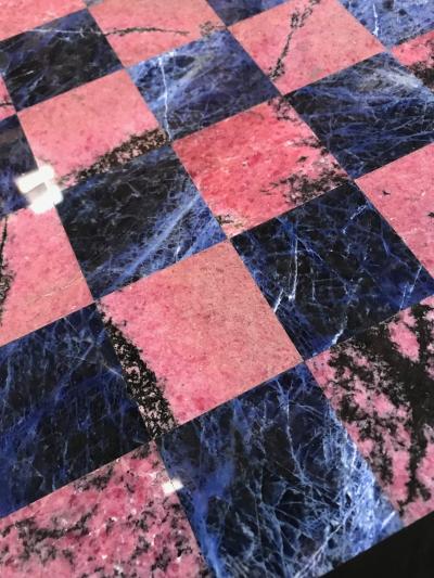 Blu Marble and Art Glass Chess Game Set Italy ca 1970s