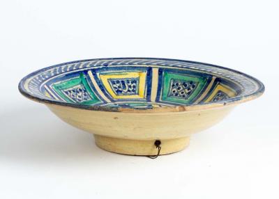 Blue Aqua and Yellow Moroccan Bowl early 20th Century