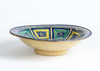 Blue Aqua and Yellow Moroccan Bowl early 20th Century