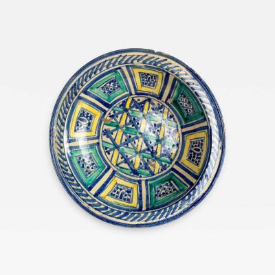 Blue Aqua and Yellow Moroccan Bowl early 20th Century