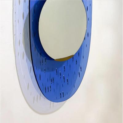Blue Glass Mirror by Ettore Sottsass for Santambrogio de Berti Italy 1950s