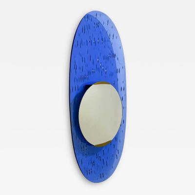 Blue Glass Mirror by Ettore Sottsass for Santambrogio de Berti Italy 1950s