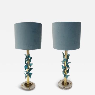 Blue Murano Glass Butterfly Lamps