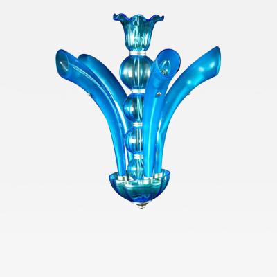 Blue Murano Glass Chandelier Italy 1990