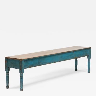 Blue Painted Farmhouse Bench