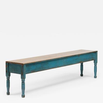 Blue Painted Farmhouse Bench