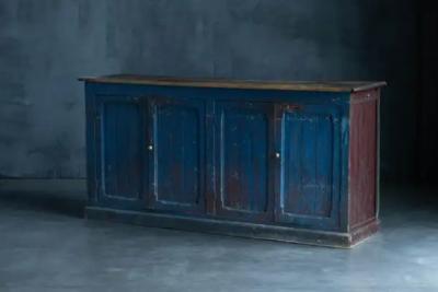 Blue Primitive Folk Art Dressoir France 19th Century