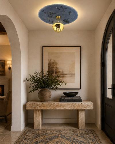 Blue Resin Brass Ceiling Light by Luca for Fermaluce Italy 2022