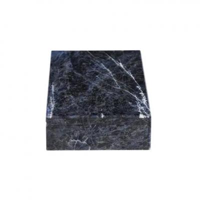 Blue Sodalite Stone Box Hinged Signed 800 Silver