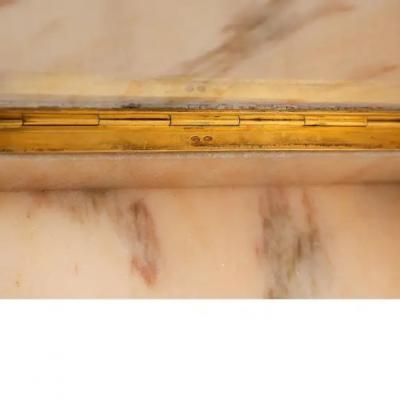 Blue Sodalite Stone Box Hinged Signed 800 Silver