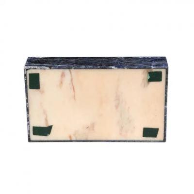 Blue Sodalite Stone Box Hinged Signed 800 Silver