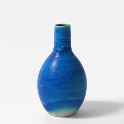 Blue Stoneware Kugelvase by Ejnar Paulsen Denmark c 1970
