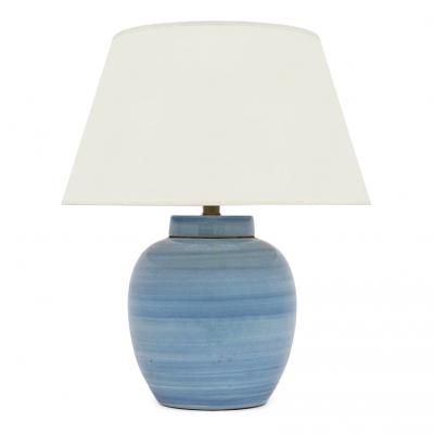 Blue Strie Stoneware Table Lamp