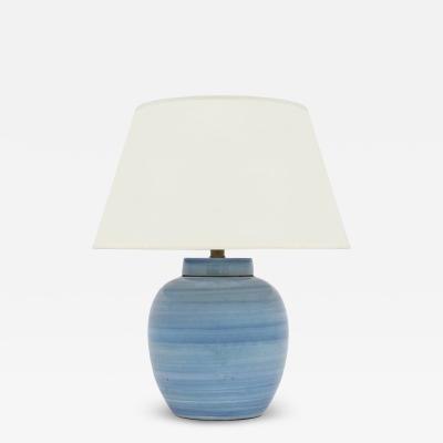 Blue Strie Stoneware Table Lamp