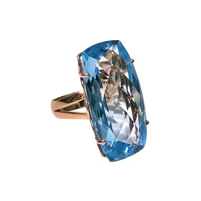 Blue Topaz and Gold custom Ring C 1970 