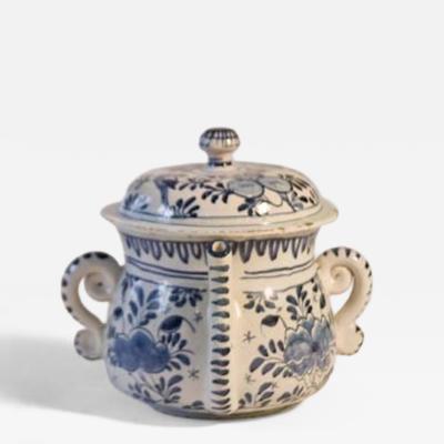Blue White Delft Posset Pot with Lid