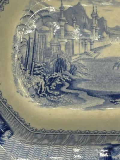 Blue White Dish Siam Pattern Ironstone Transferware