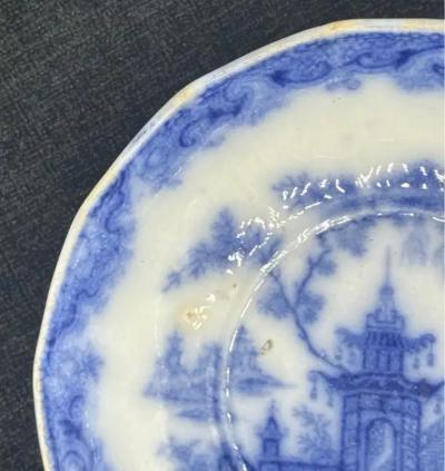 Blue White Dish Staffordshire English Whampoa Pattern Transfer Printed