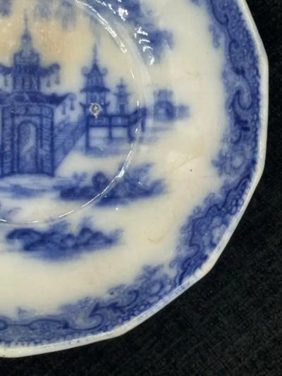 Blue White Dish Staffordshire Whampoa Pattern Transferware