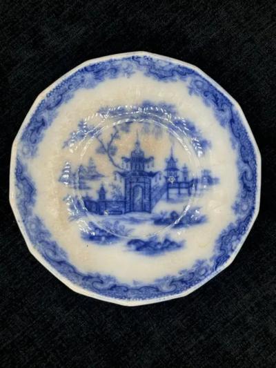 Blue White Dish Staffordshire Whampoa Pattern Transferware