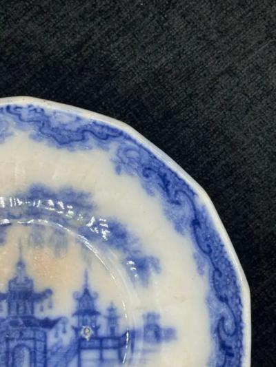 Blue White Dish Staffordshire Whampoa Pattern Transferware