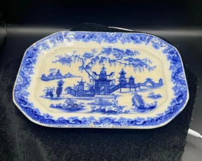 Blue White Platter Whampoa Pattern Transferware