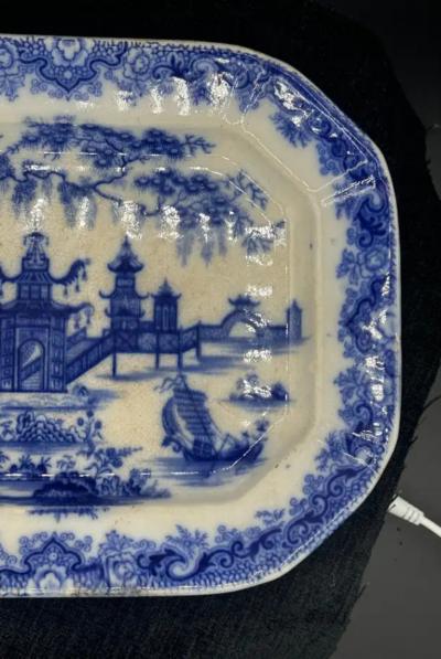 Blue White Platter Whampoa Pattern Transferware