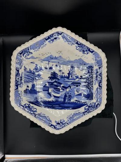 Blue White Tureen Platter India Temple Pattern