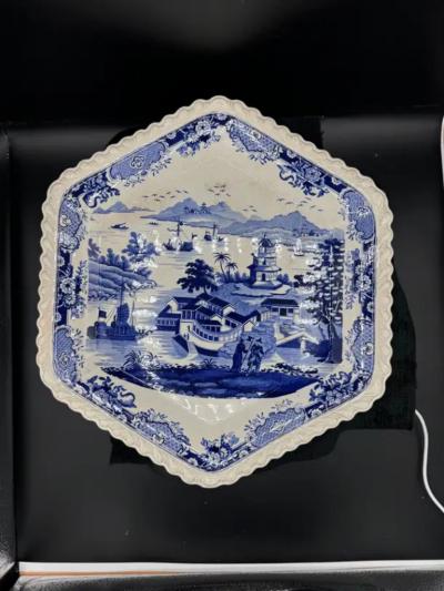Blue White Tureen Platter India Temple Pattern
