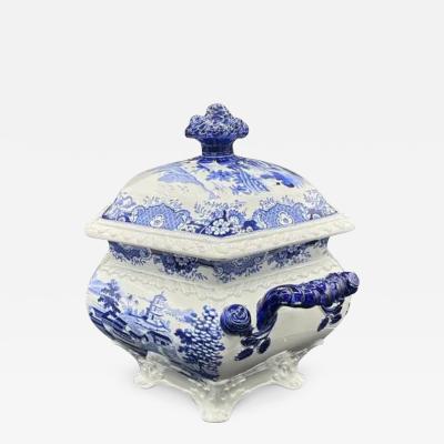 Blue White Tureen Platter India Temple Pattern