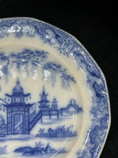 Blue White plate 8 25 Staffordshire Transferware Whampoa Pattern 