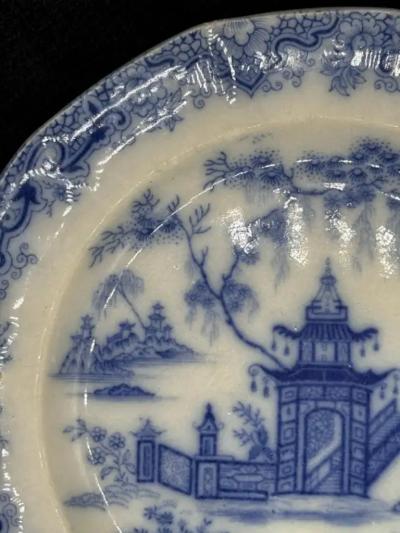 Blue White plate 8 25 Staffordshire Transferware Whampoa Pattern 