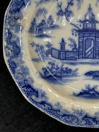Blue White plate 8 25 Staffordshire Transferware Whampoa Pattern 