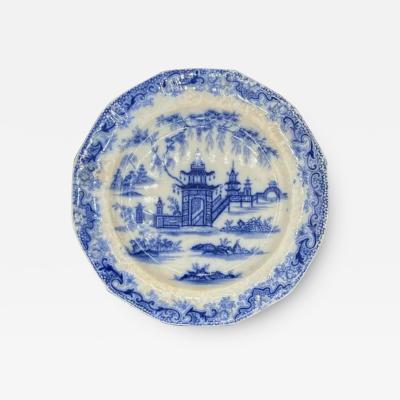 Blue White plate 8 25 Staffordshire Transferware Whampoa Pattern 