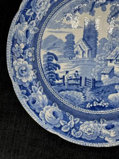 Blue White plate 8 5 Staffordshire Transferware