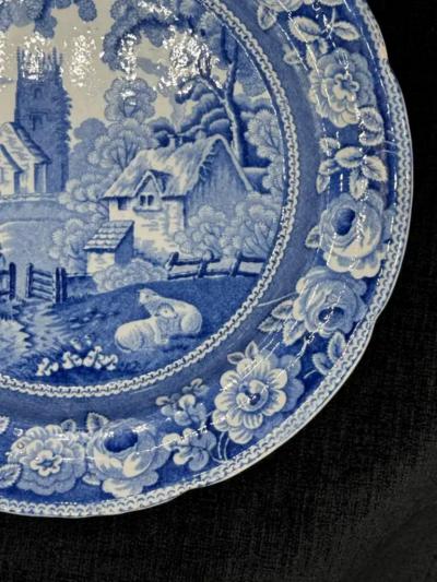 Blue White plate 8 5 Staffordshire Transferware