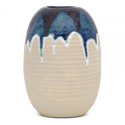 Blue and Beige Drip Glaze Vase