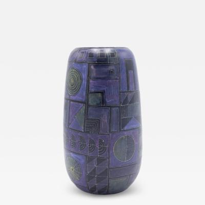 Blue and Purple Geometric Design Ceramic Vase