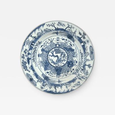 Blue and White Chinese Export Large Charger Late Kangxi Period circa 1700