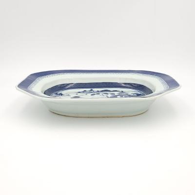 Blue and White Chinese Porcelain Canton Platter circa 1890