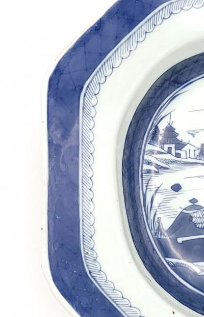 Blue and White Chinese Porcelain Canton Platter circa 1890